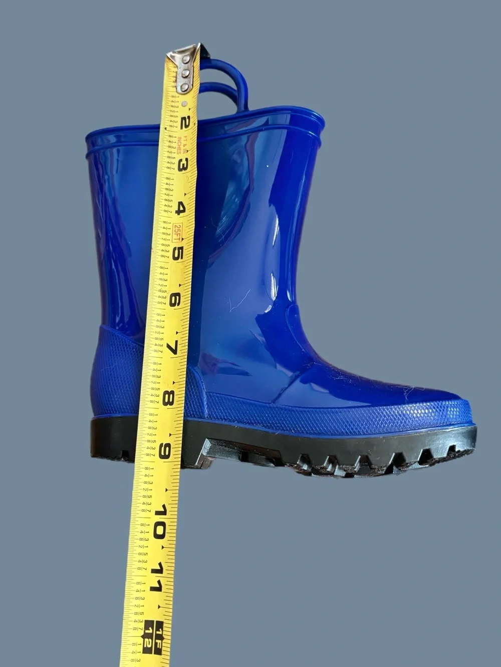 Kids Waterproof Bright Blue Rain Boots with Easy Pull Tabs